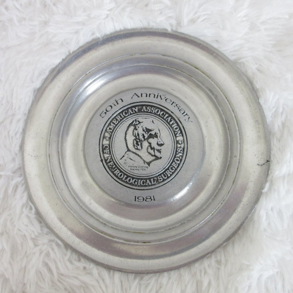 Country Ware Pewter Plate 50th Anniversary 1981 Neurological Surgeons Cushing